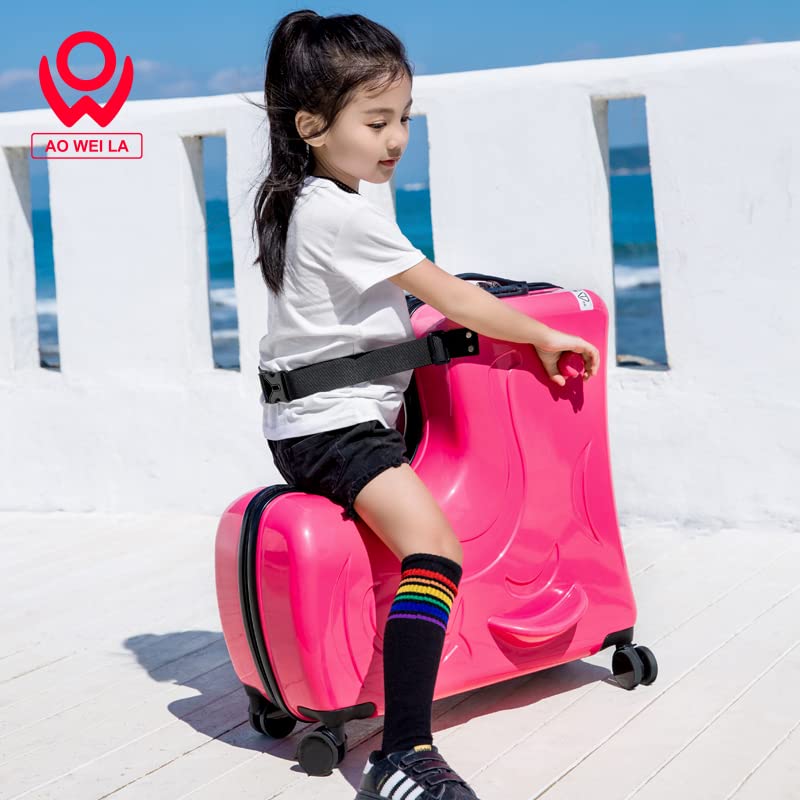 Hardside Ride on Kids Luggage with 4 Spinner Wheels, Yellow 25-Inch Q164