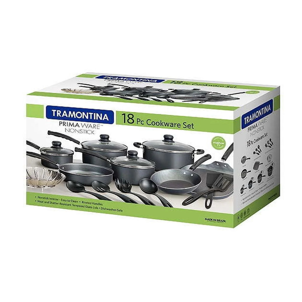 18 Piece Non-stick Steel Gray Cookware Set Y778