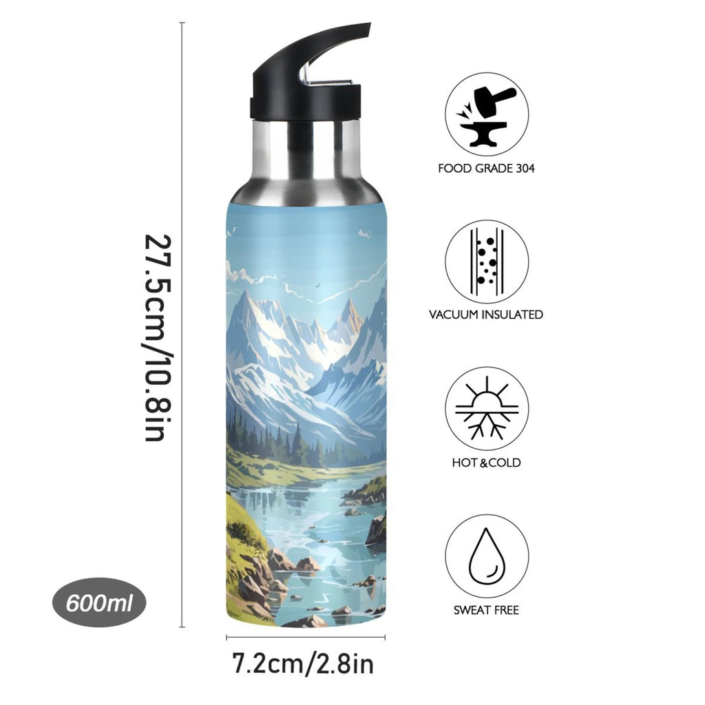 Insulated Stainless Steel Water Bottle with Straw Lid 20 oz N106