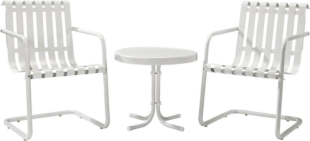 Caribbean Blue Retro Metal Outdoor Conversation Set with Side Table and 2 Chairs R672302