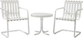 Caribbean Blue Retro Metal Outdoor Conversation Set with Side Table and 2 Chairs R672302