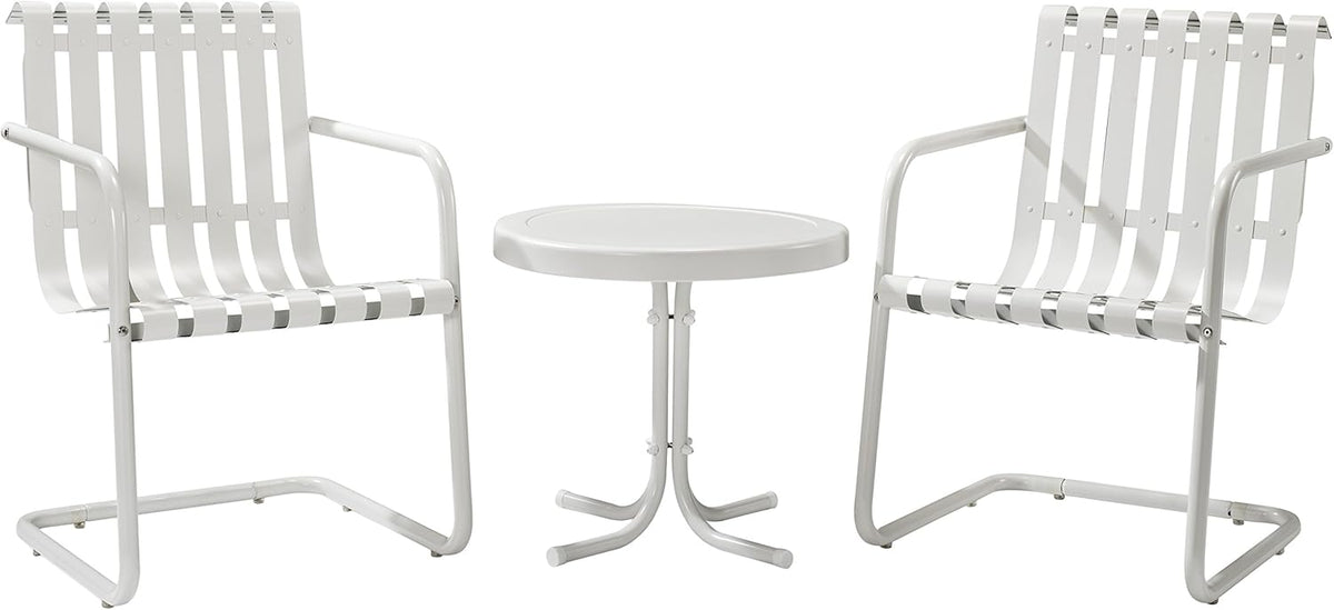 Caribbean Blue Retro Metal Outdoor Conversation Set with Side Table and 2 Chairs R672302