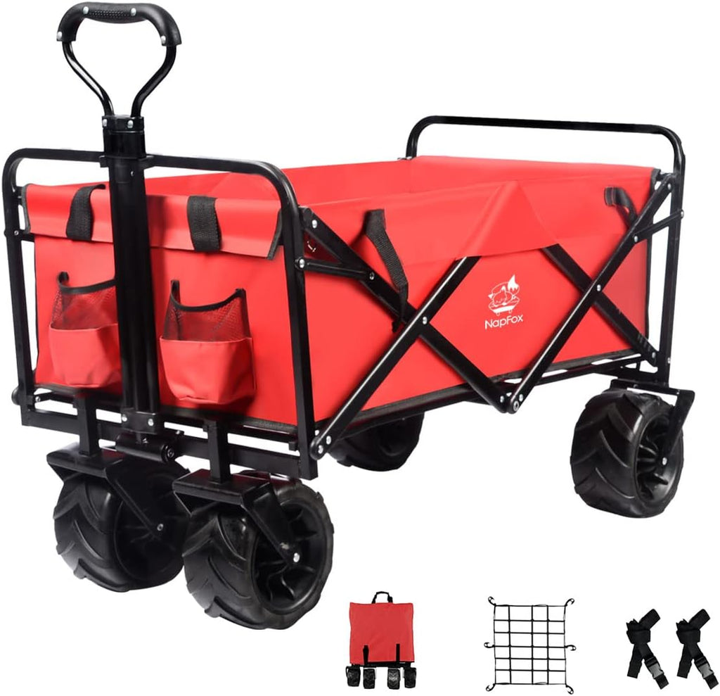 Black Heavy Duty Folding Utility Cart with Universal Wheels Adjustable Handle I72914