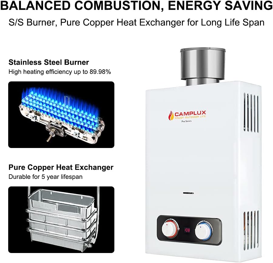 1.58 GPM Outdoor Propane Tankless Water Heater with S/S Rain Cap D2201