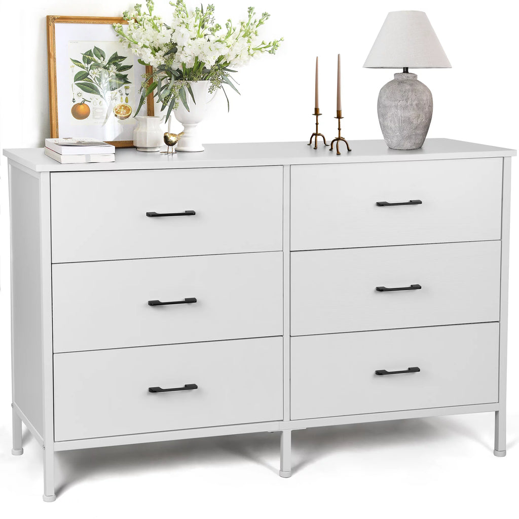 White 6 Drawer Wooden Dresser F441