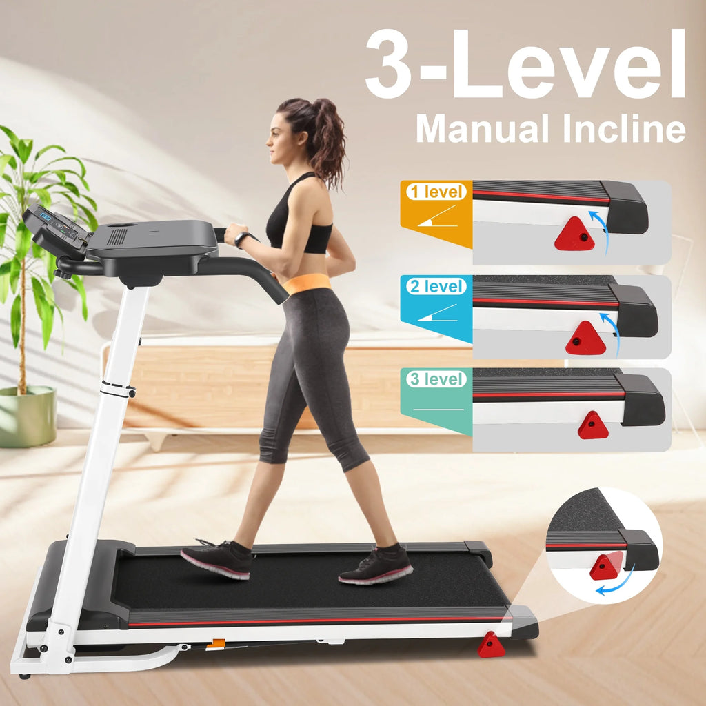 White Folding Treadmill with Incline and 2.5 HP I52173