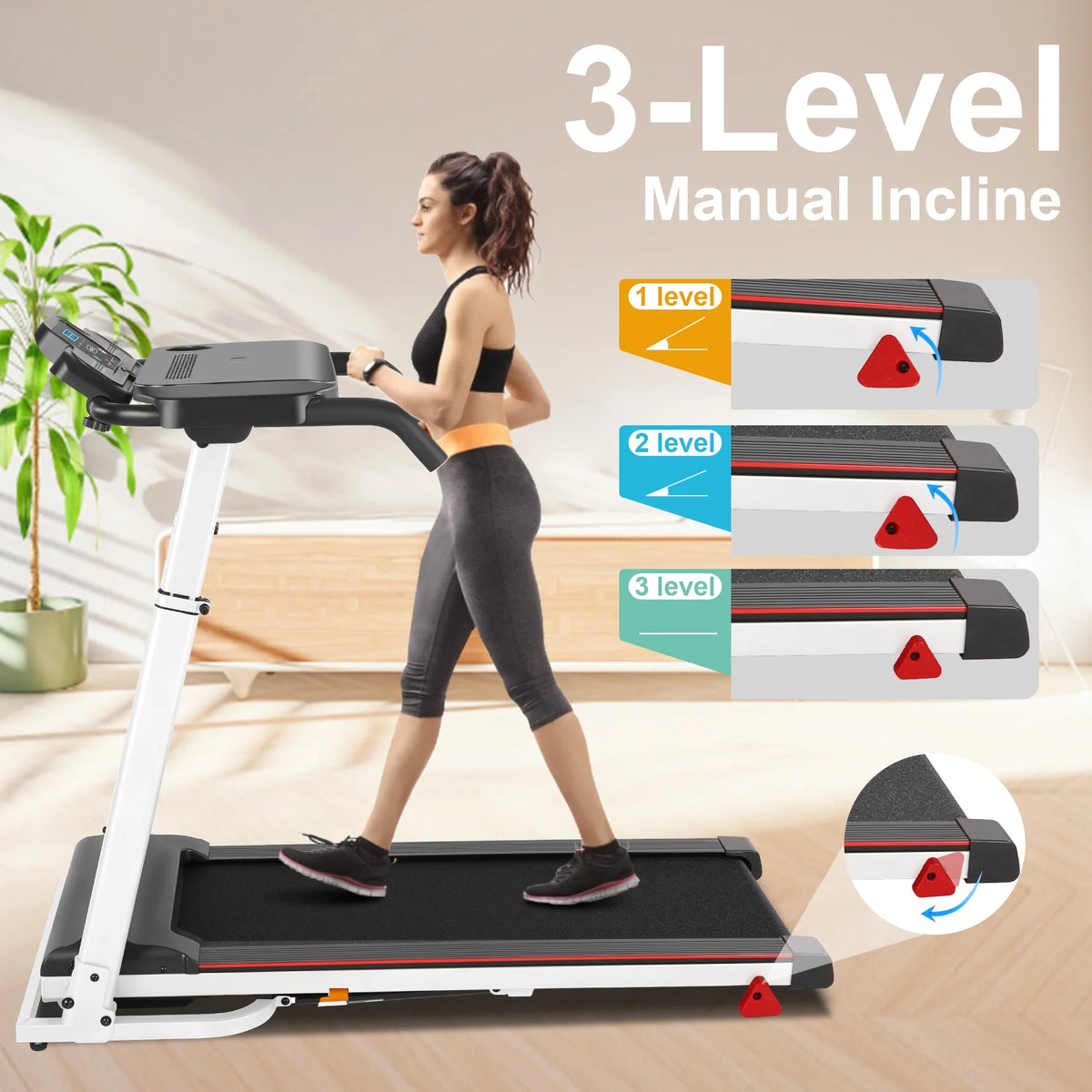 White Folding Treadmill with Incline and 2.5 HP I52173