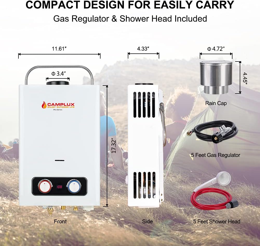 1.58 GPM Outdoor Propane Tankless Water Heater with S/S Rain Cap D2201