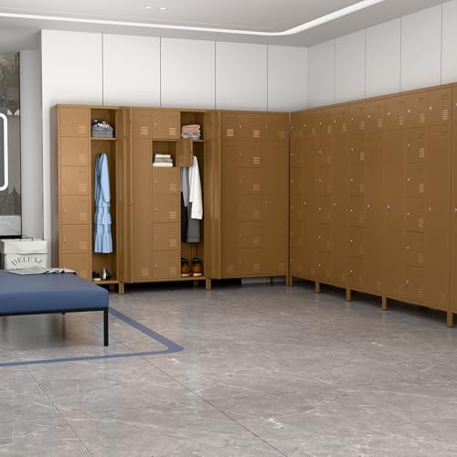 72" H Metal Storage Lockers with Doors and Rod, 7+1 Doors, Camel J559909