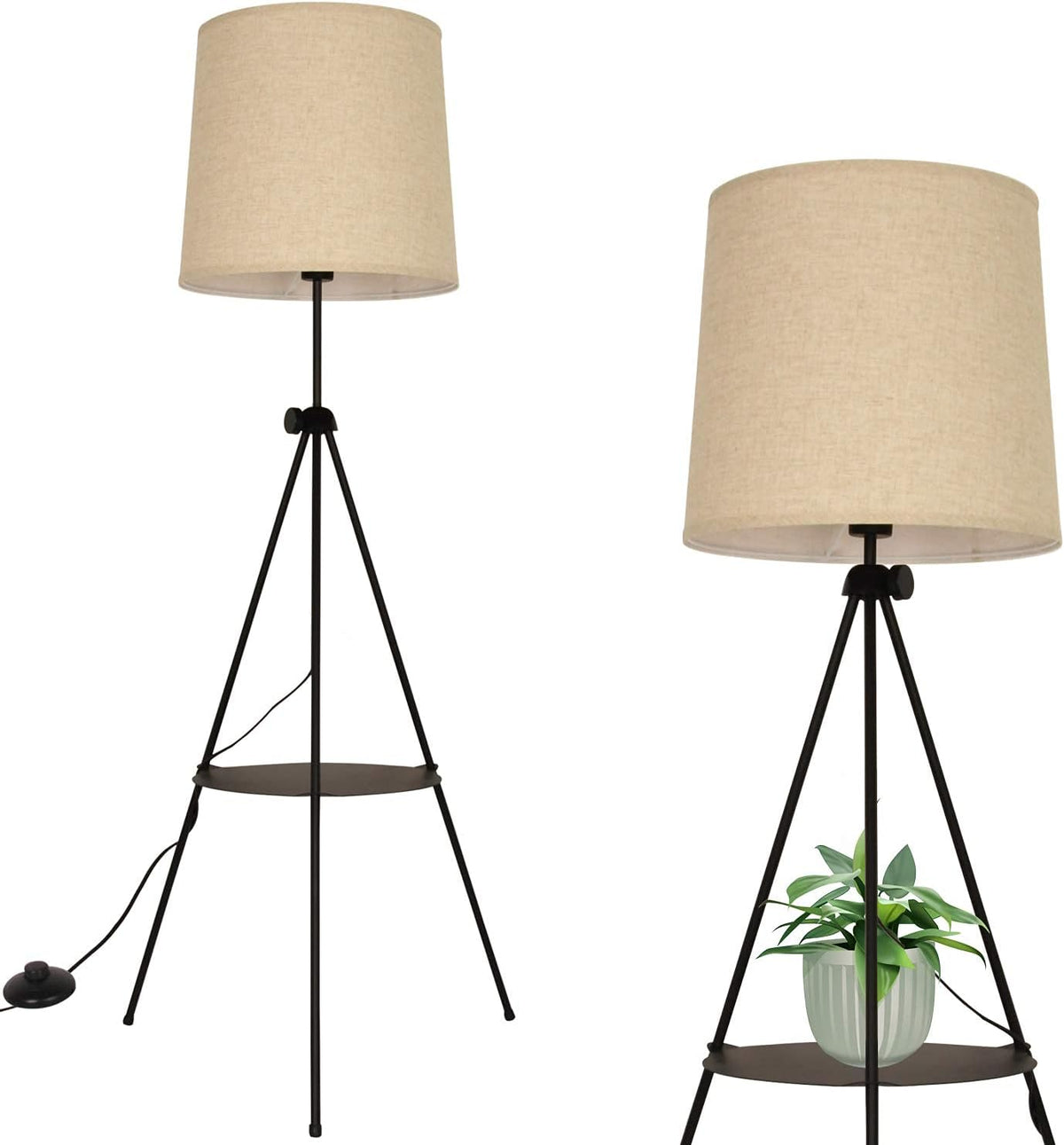 Tripod Floor Lamp with Table Shelf V1348
