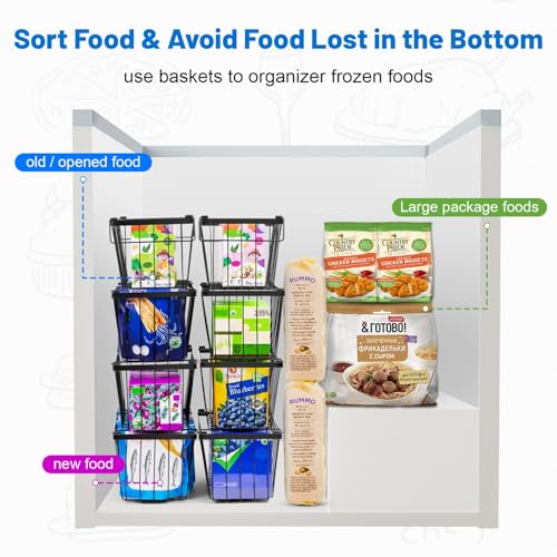 8 Pack Stackable Freezer Organizer Bins with Side Handle M1211