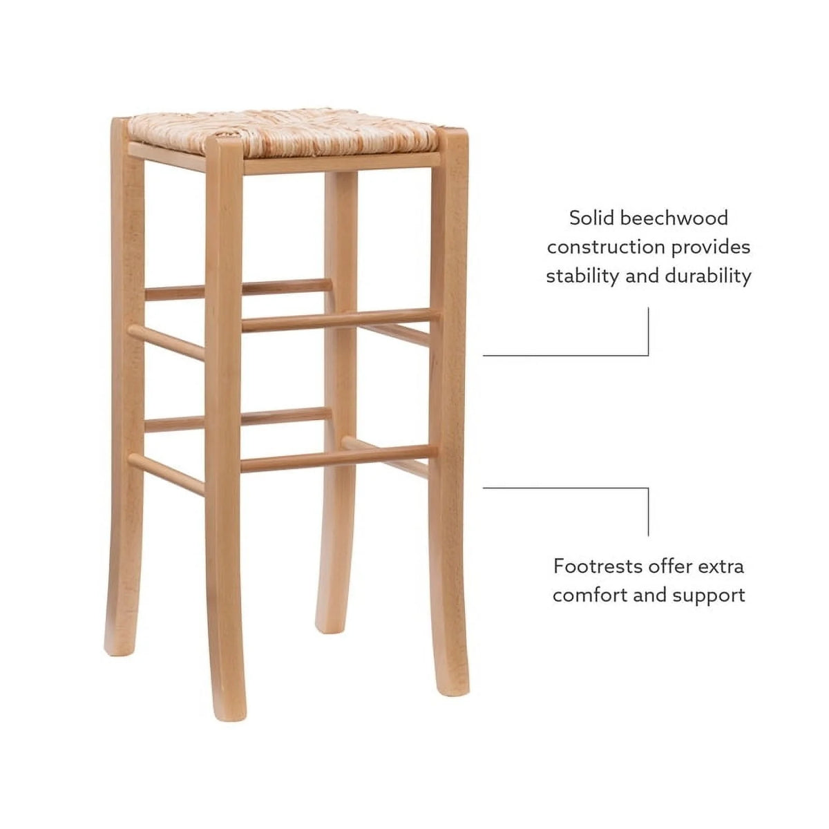 29.15" Traditional Wood Backless Bar Stool D6768