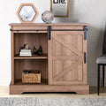 Brown Oak Sideboard Storage Cabinet with Sliding Door Q830219