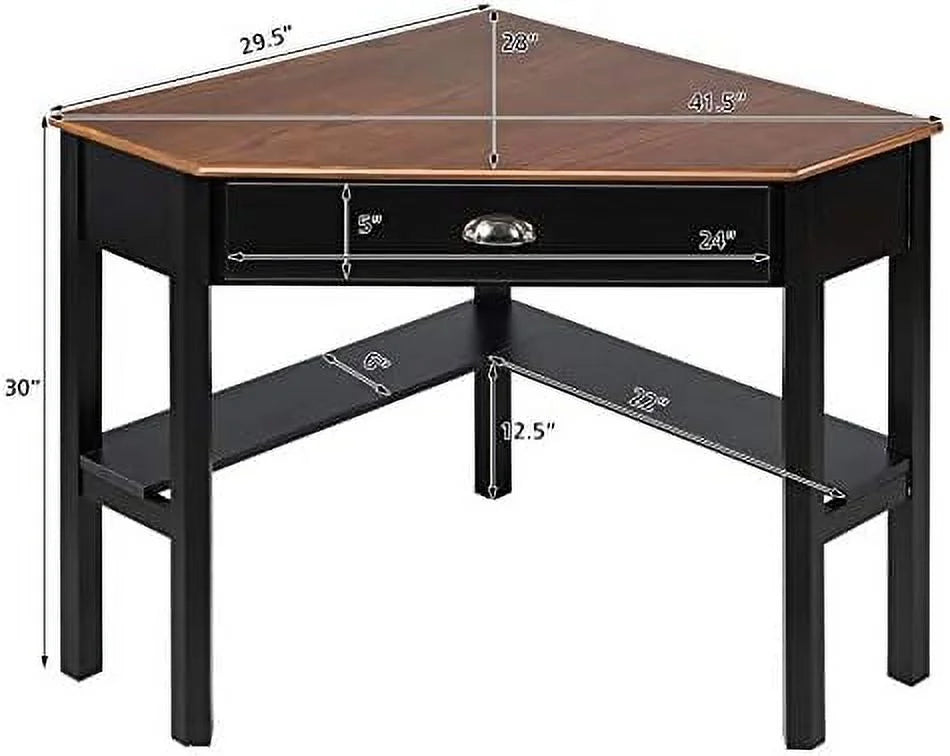 White Corner Desk with Drawer and Shelves H425