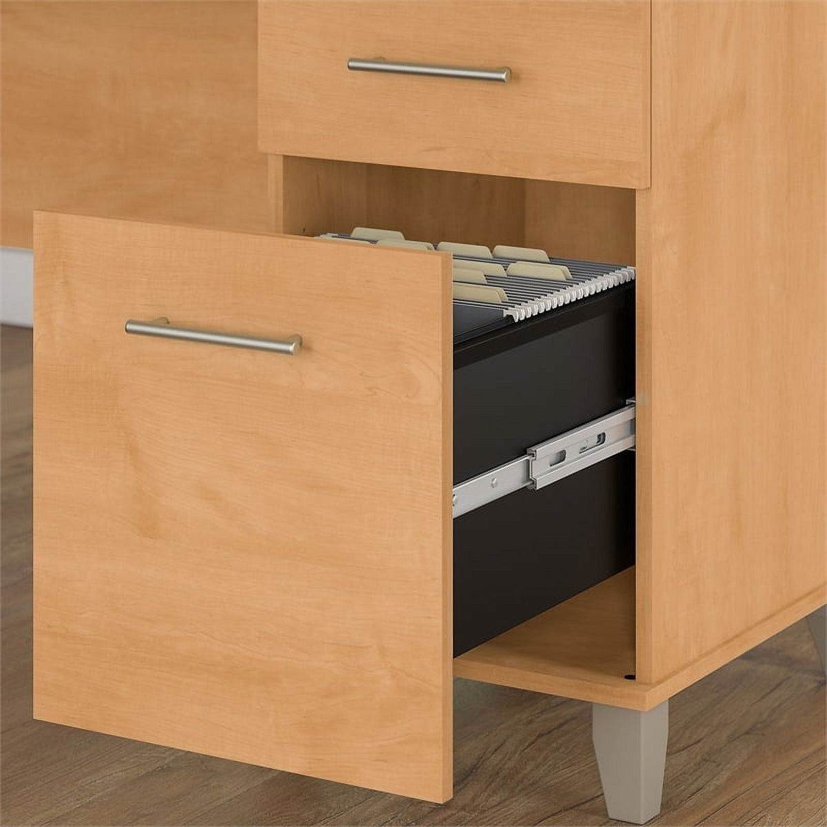 60" Transitional Wood L Shaped Desk with Hutch L7268