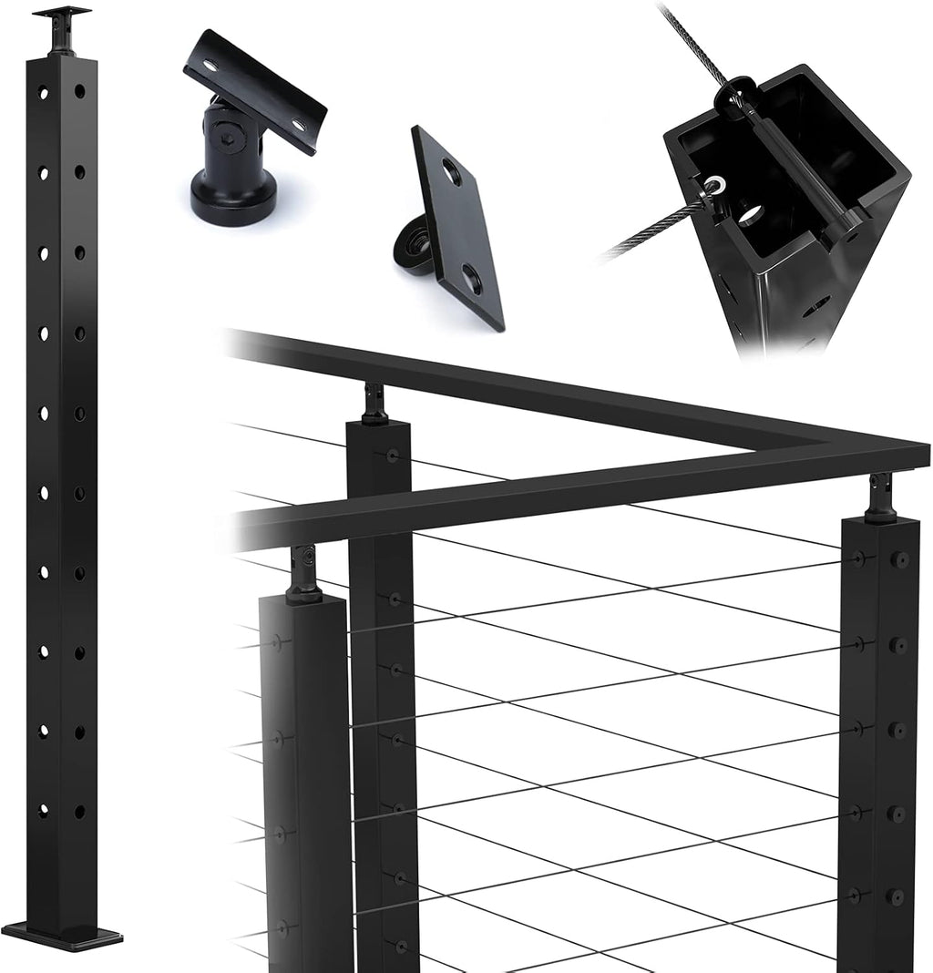 Square 36x2x2 304 Stainless Steel Black Pre-drilled Post J568