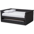 Dark Gray Fabric Tufted Full Daybed with Trundle T162234