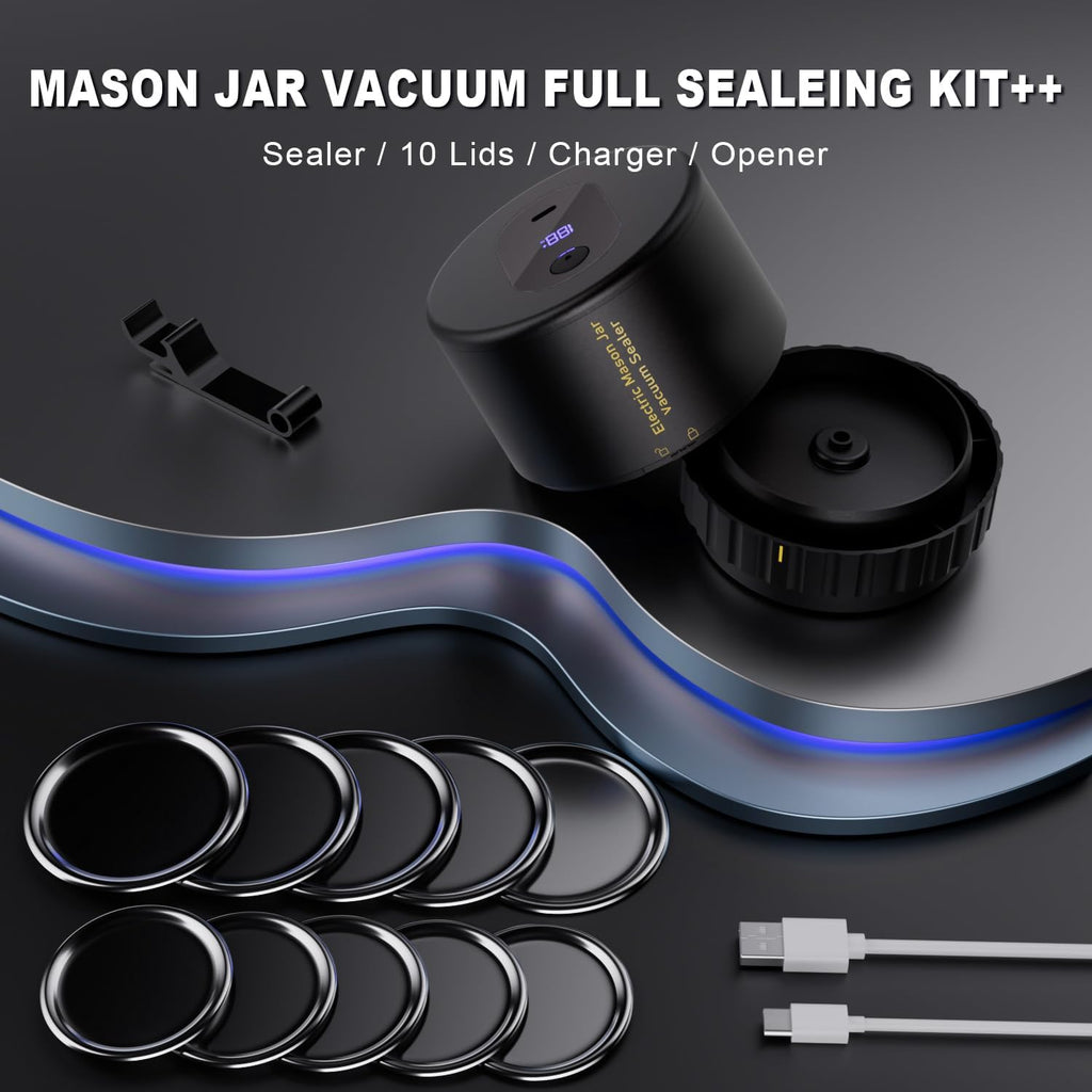 Electric Mason Jar Vacuum Sealer Kit with Wide and Regular Mouth Lids B229945
