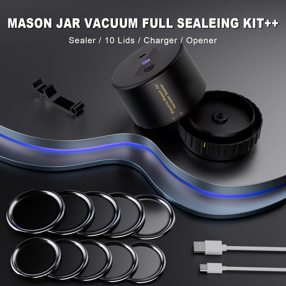 Electric Mason Jar Vacuum Sealer Kit with Wide and Regular Mouth Lids B229945
