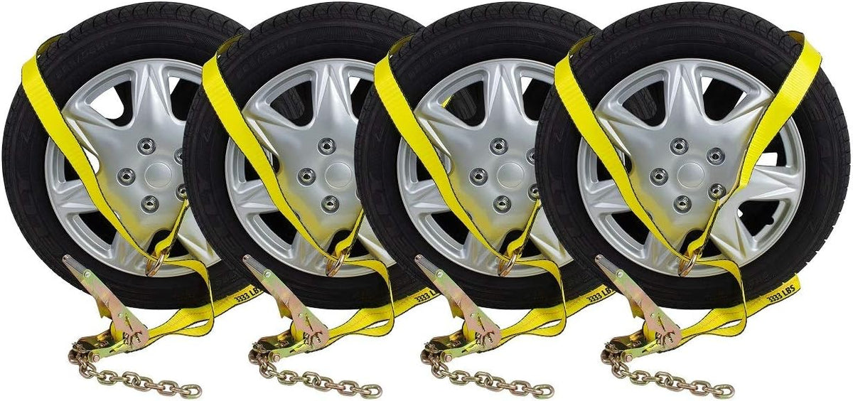 2 Chain Ratchets & Lasso Straps Tow Truck Wrecker Car Hauler Wheel Lift S163798