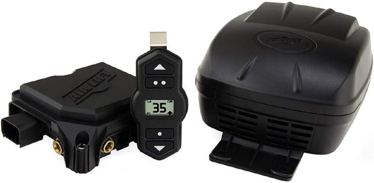 Set of Wireless On-Board Air Compressor System with Rear Load Lifter 5000 Kit for Ford F-150 Pickup 4WD E789