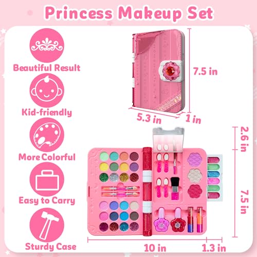 48Pcs Washable Play Make Up Toys Set with Mirror (Blue) B22567