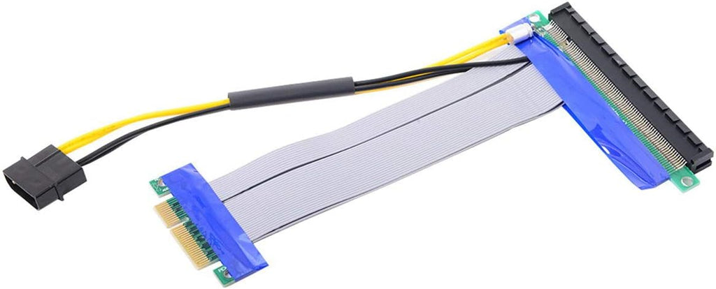 PCI-E Express 4X to 16x Riser Card Adapter with 4pin Power 15cm S77184