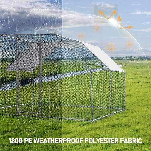 6.5 x 10 FT Metal Chicken Coop with Waterproof Cover A500265