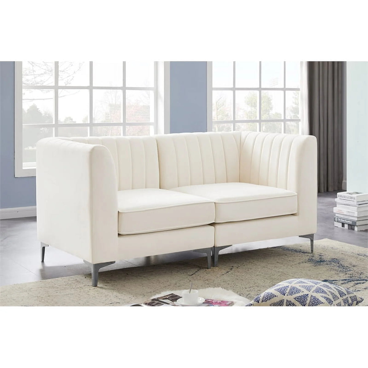 Cream Velvet Modular Sofa F99085