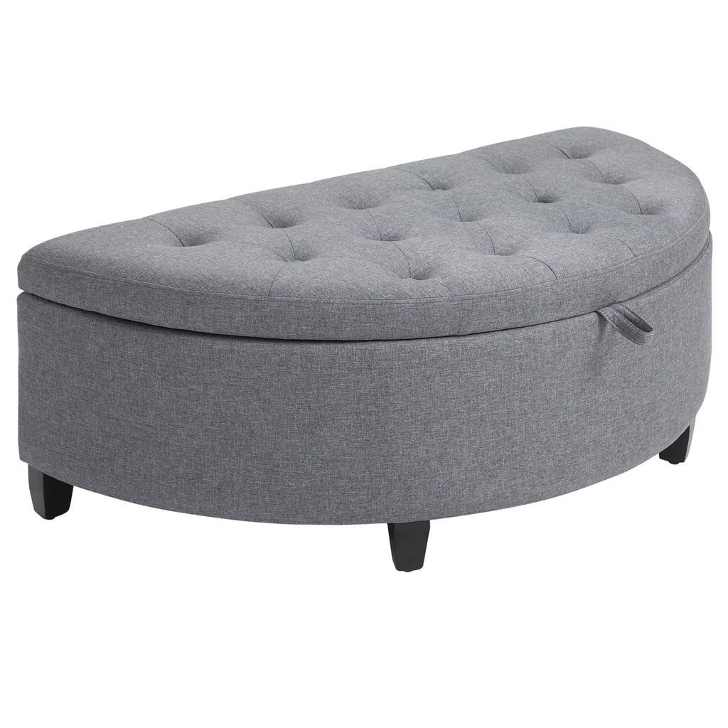 Gray Half Moon Storage Ottoman with Lift Lid T88566
