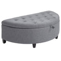 Gray Half Moon Storage Ottoman with Lift Lid T88566