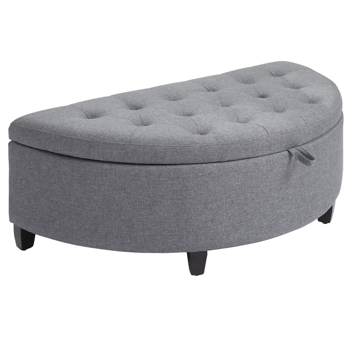 Gray Half Moon Storage Ottoman with Lift Lid T88566