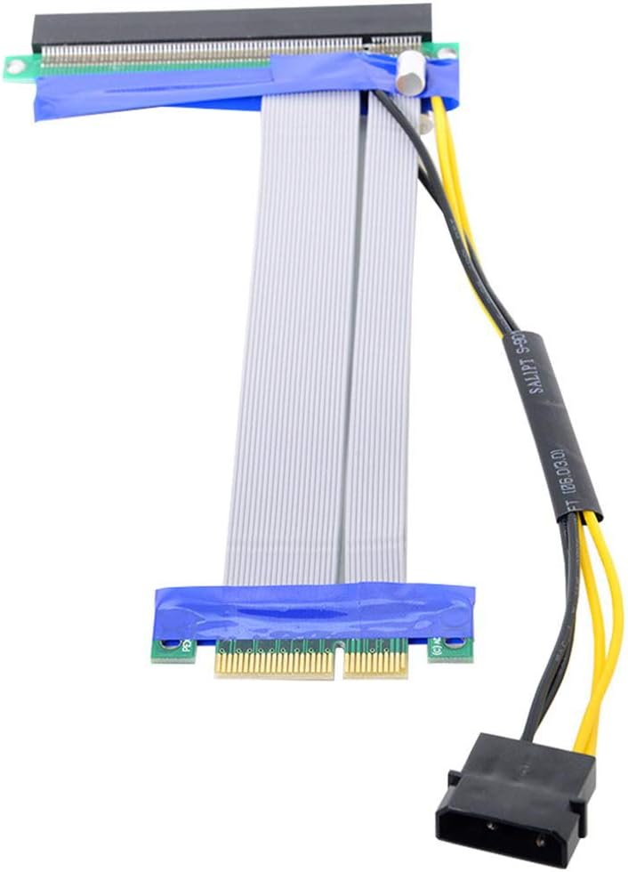 PCI-E Express 4X to 16x Riser Card Adapter with 4pin Power 15cm S77184