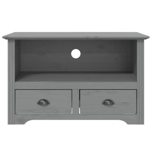 Gray Solid Wood Pine TV Stand with 2 Drawers L96651