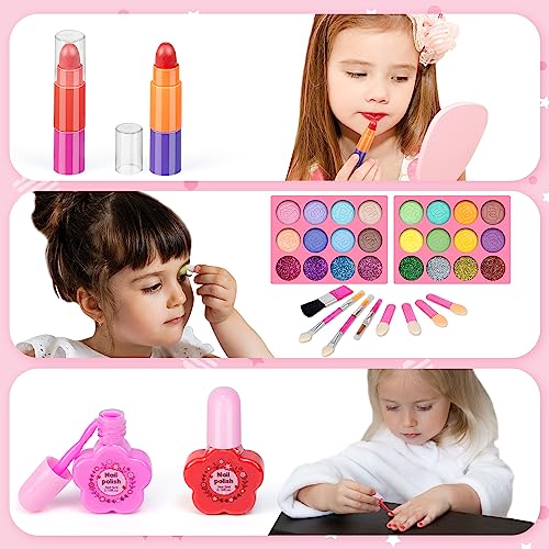48Pcs Washable Play Make Up Toys Set with Mirror (Blue) B22567