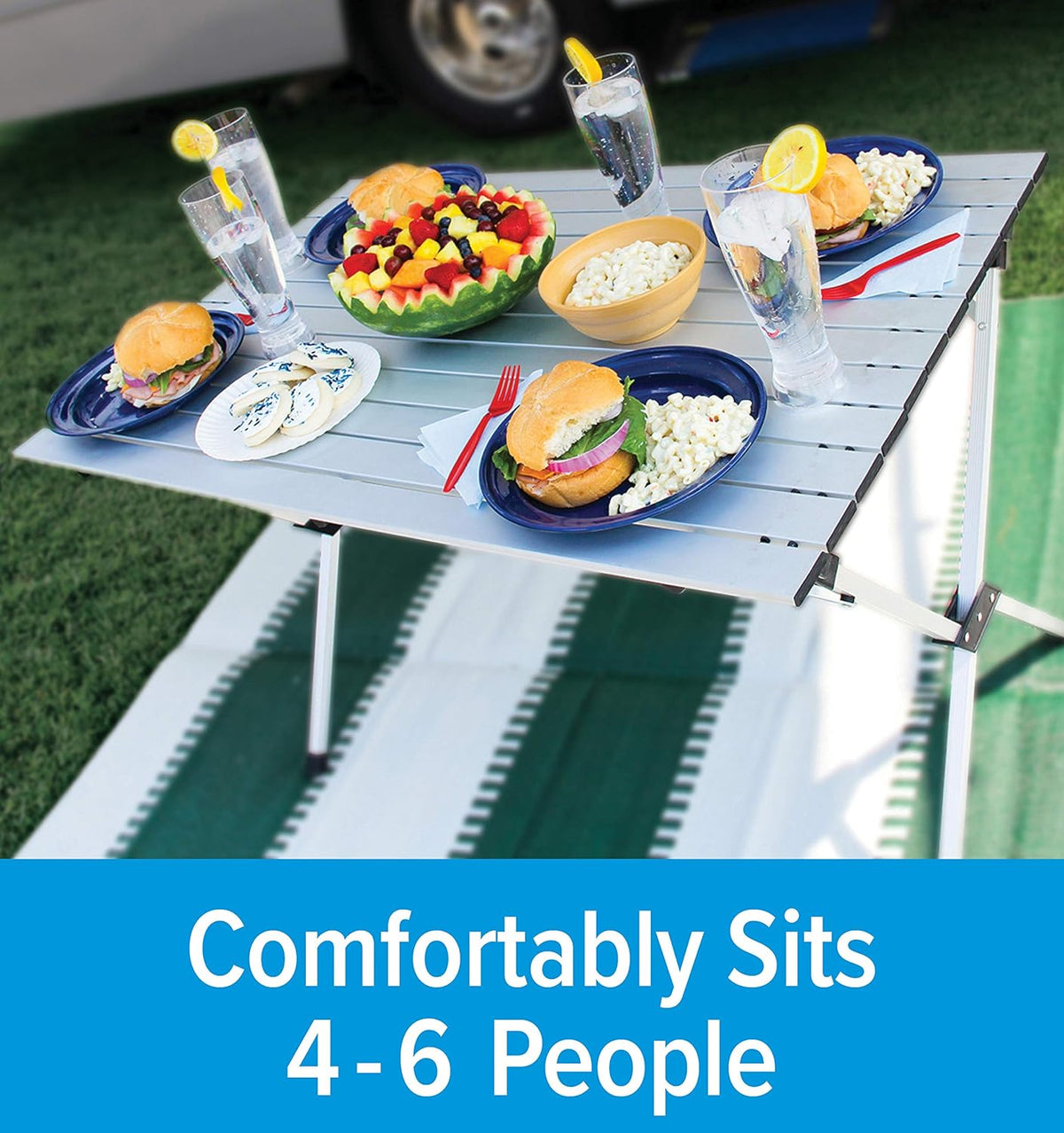 Aluminum Roll-Up Campsite Table with Carrying Bag V88590