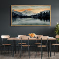 Extra Large Framed Canvas Print Wall Art Sunset Mountain Range & Lake Panoramic Modern Art Nature Wilderness Retro Wall Decorative Oversized Artwork Relax/Calm for Living Room - 60"x30" A382