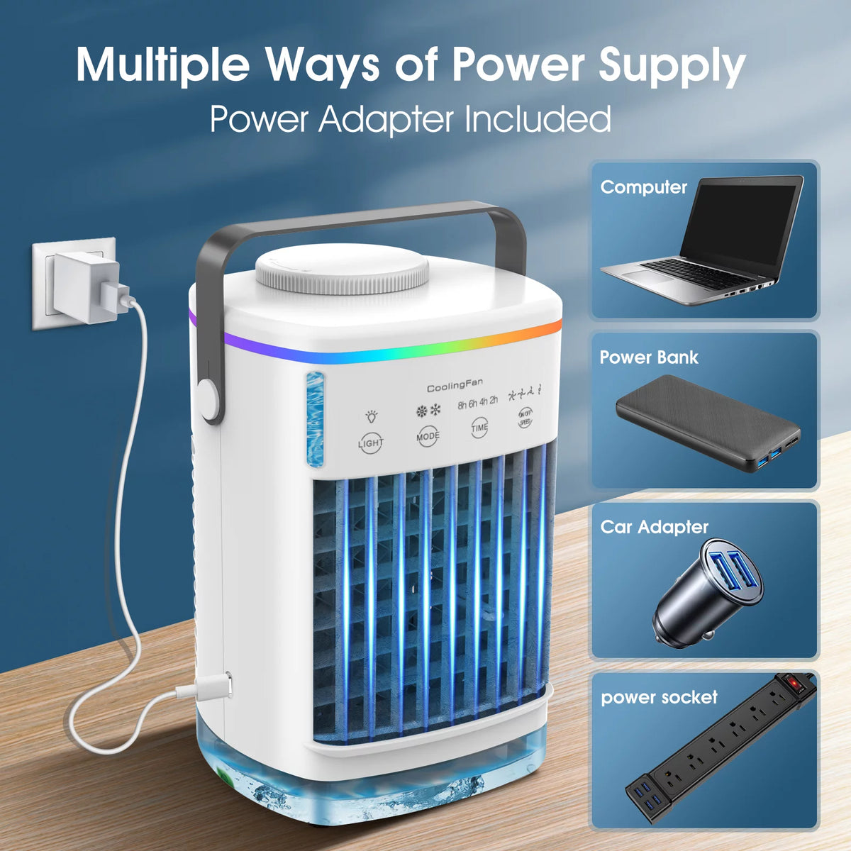 Portable 700ml Mini Evaporative Air Cooler Desk Fan with 4 Speeds W418
