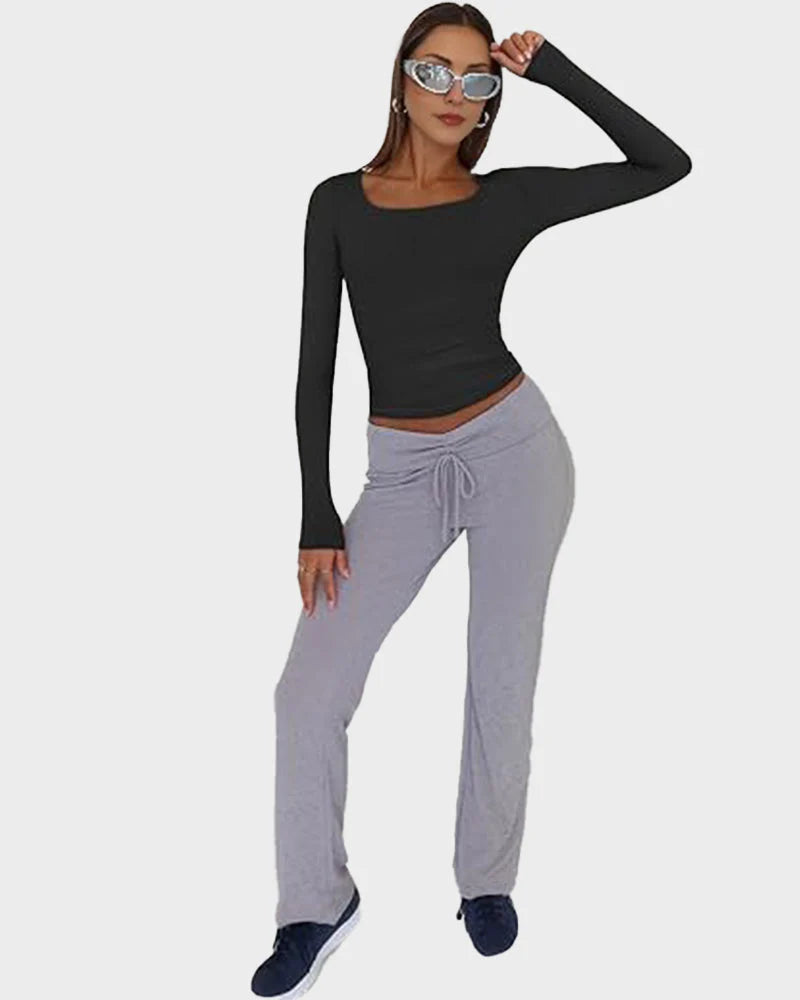 Slim-Fit Square-Neck Crop Top Q998
