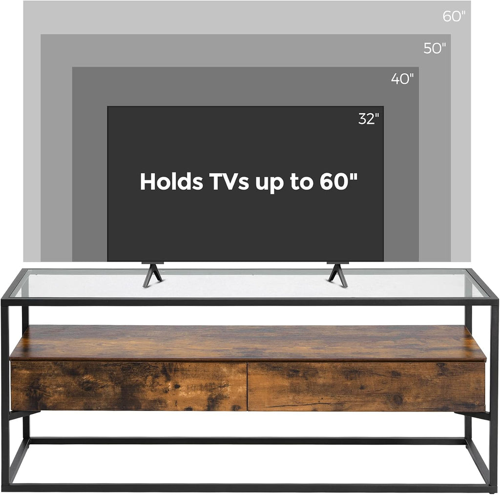 Rustic Brown and Black TV Cabinet with 2 Drawers G651588