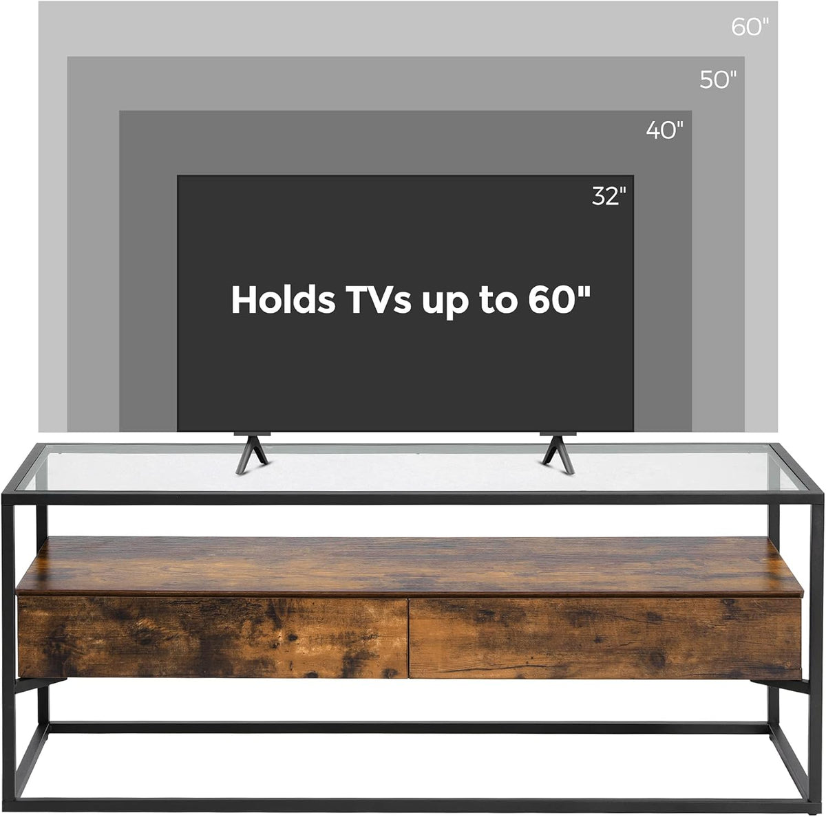 Rustic Brown and Black TV Cabinet with 2 Drawers G651588