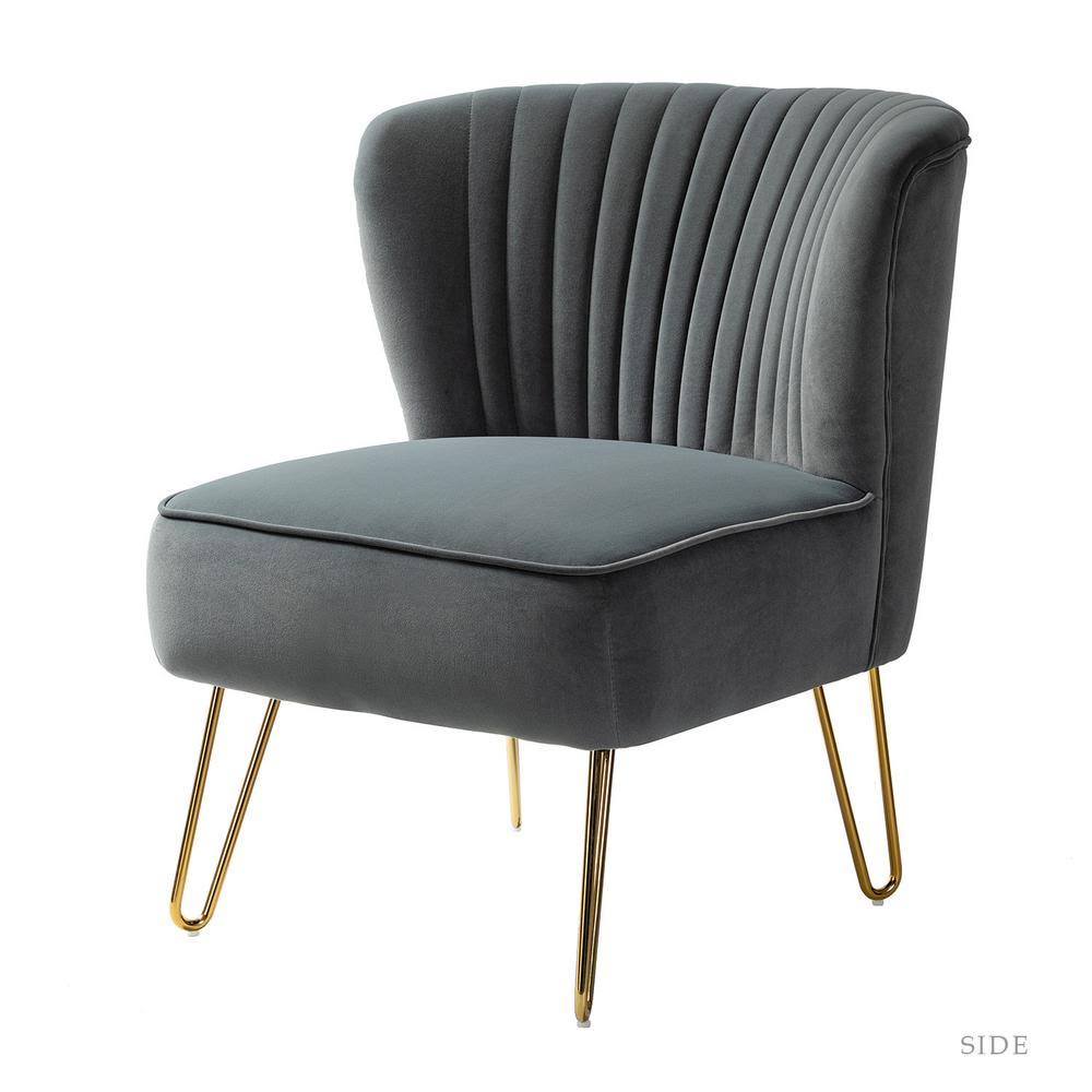 Grey Side Chair with Tufted Back Q25571