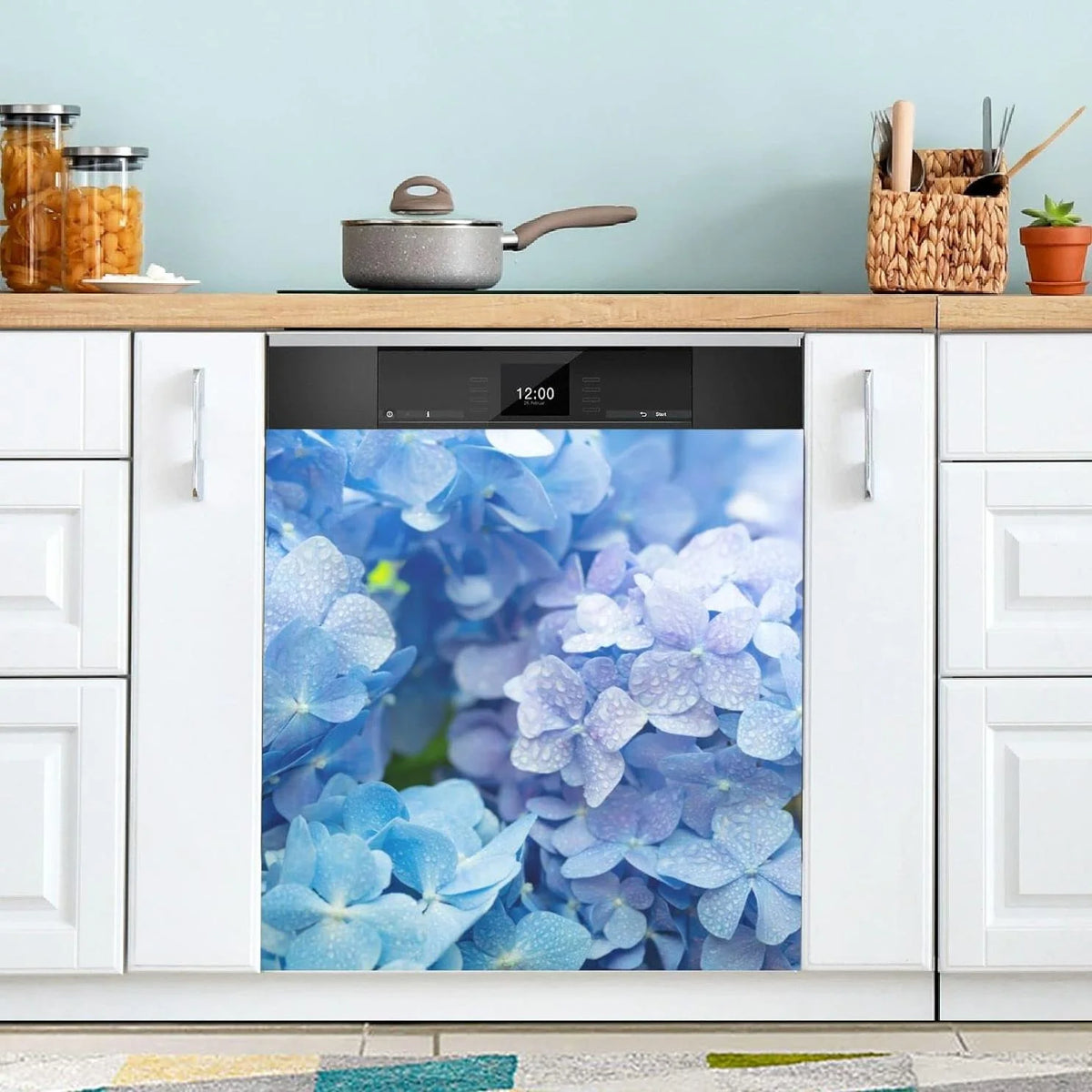 Blue Hydrangea Flowers Dishwasher Magnet Cover V666042