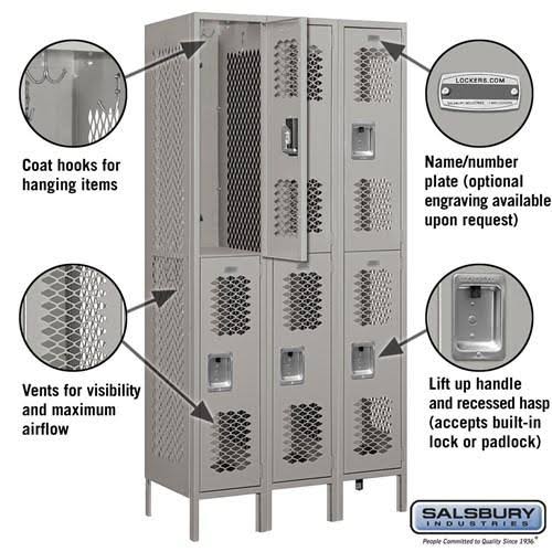 12x22 Wide Double Tier Vented Metal Locker R7837