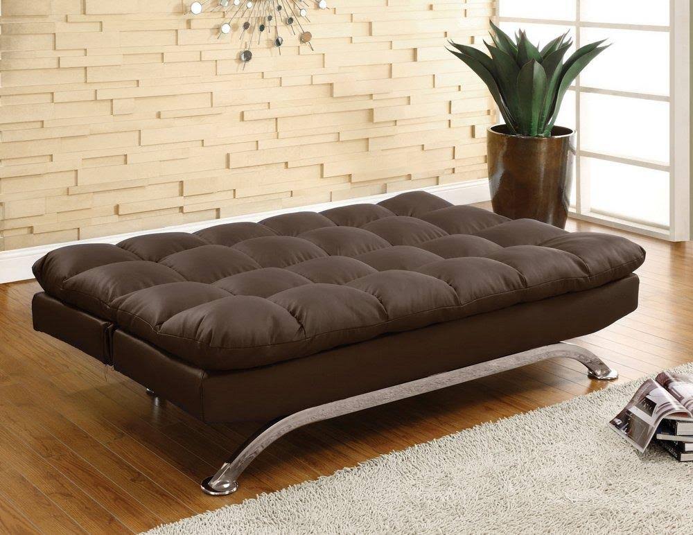 Dark Brown Faux Leather Sleeper Sofa Bed I530