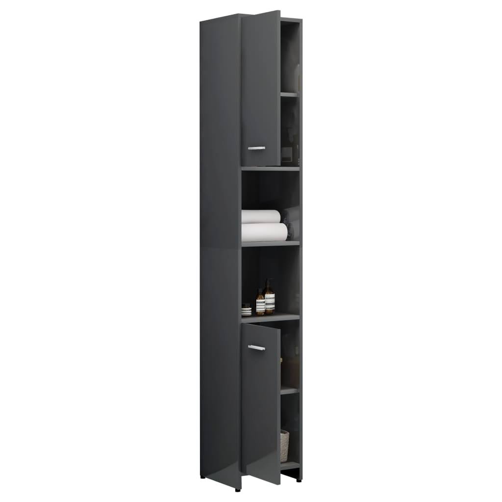 Bathroom Cabinet High Gloss Gray Chipboard B88782