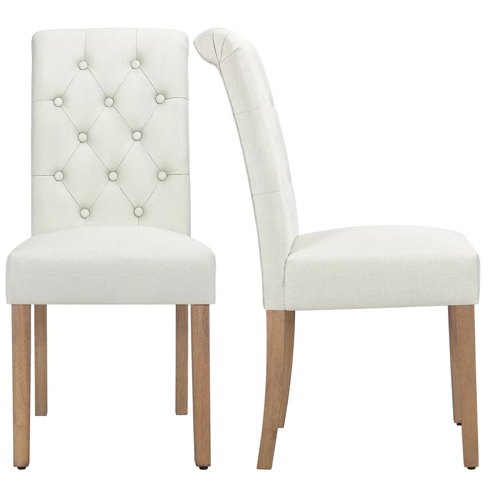 Beige Fabric Upholstered Dining Chair, 2 Piece D148057