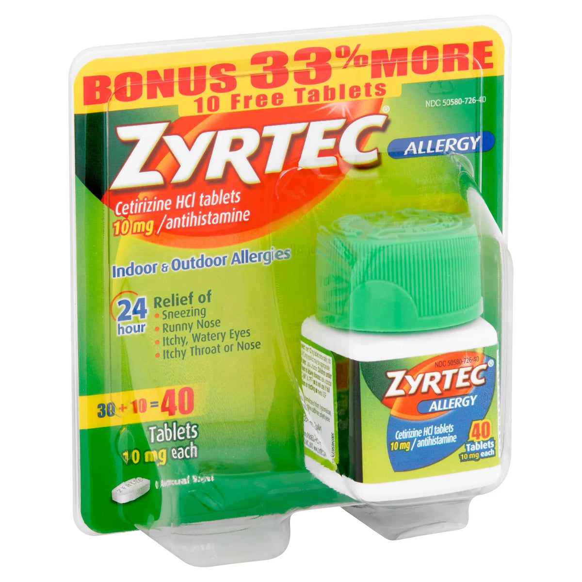 24 Hour Allergy Relief Tablets, 30+10 Ct A8146