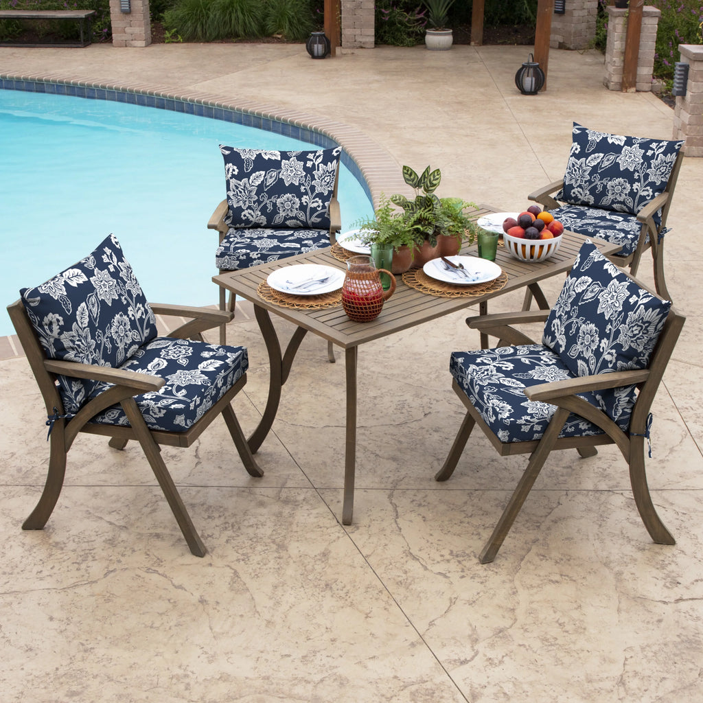 Sapphire Blue Outdoor Dining Chair Cushion Set 21 x 21 T6011