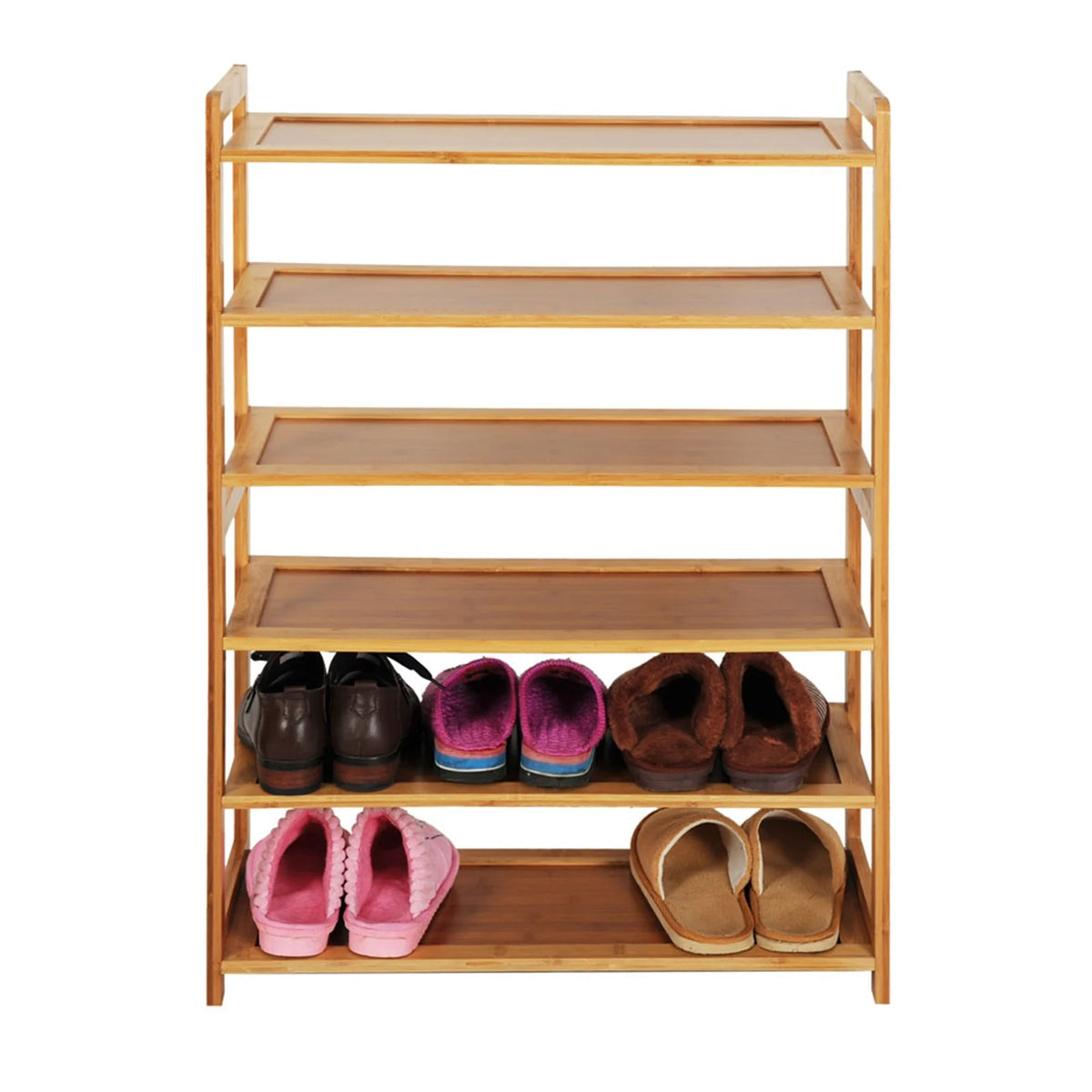 Natural Bamboo 6 Tiers Shoe Rack C26605